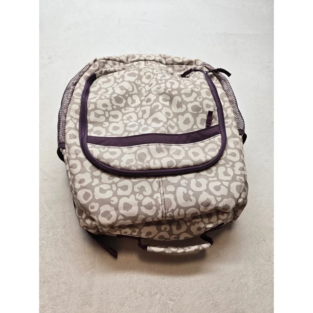 Thirty-One Camera Backpack Leopard Print Padded Dividers Purple Grey One Size